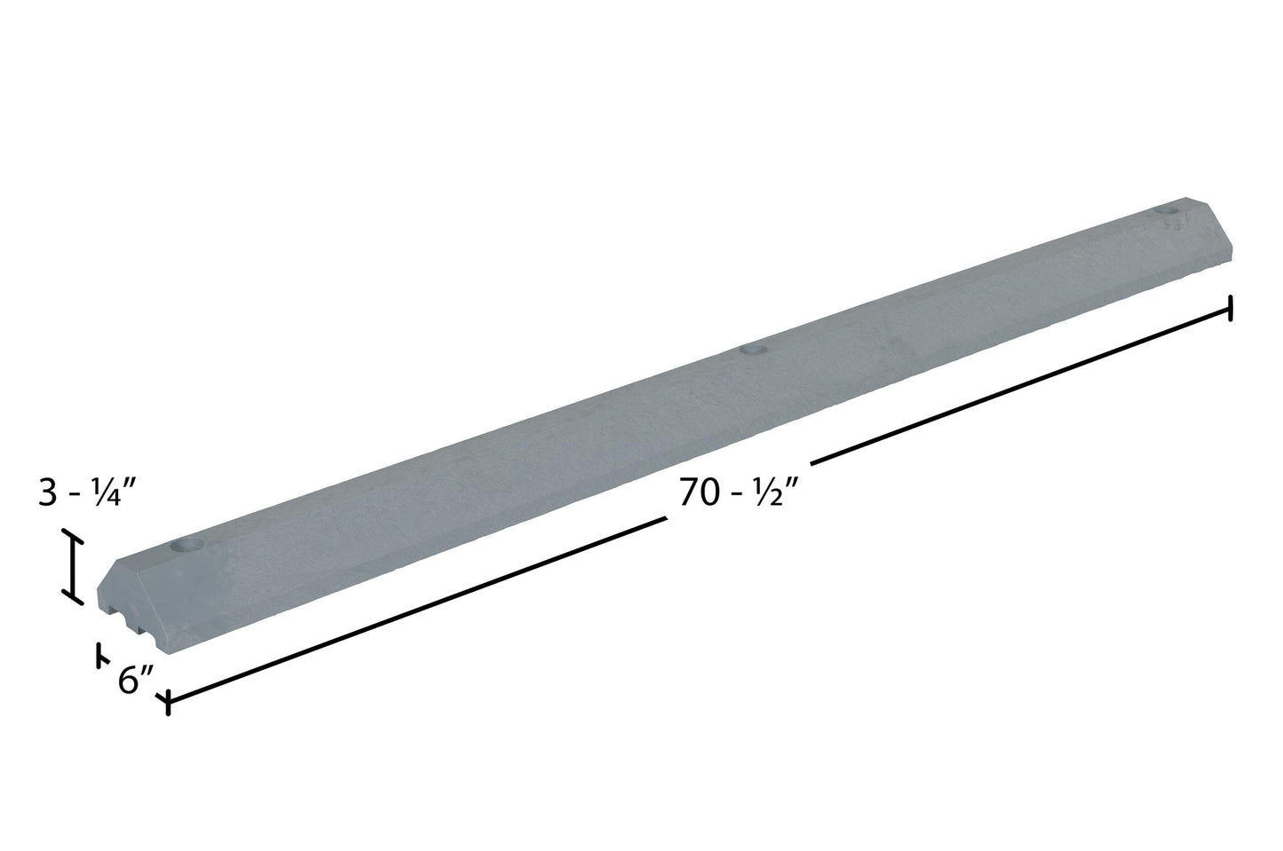 Vestil CS-33-G Recycled Plastic Car Stop, 72" Length X 6" Width X 3.25" Height, Gray, Small