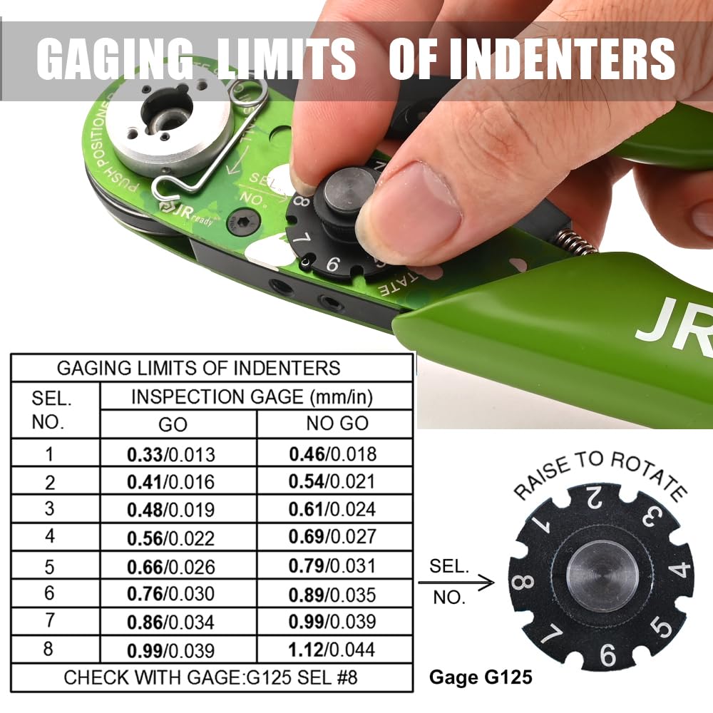 JRready ST2060-AS2G M22520 2 01 Indent Crimper Kit NEW-AS2G 615717 Aviation Crimp Tool and 7 Positioner and G125 Gauge for Solid Barrel Contact of Miniature Connector in Electronic Systems 20 32awg