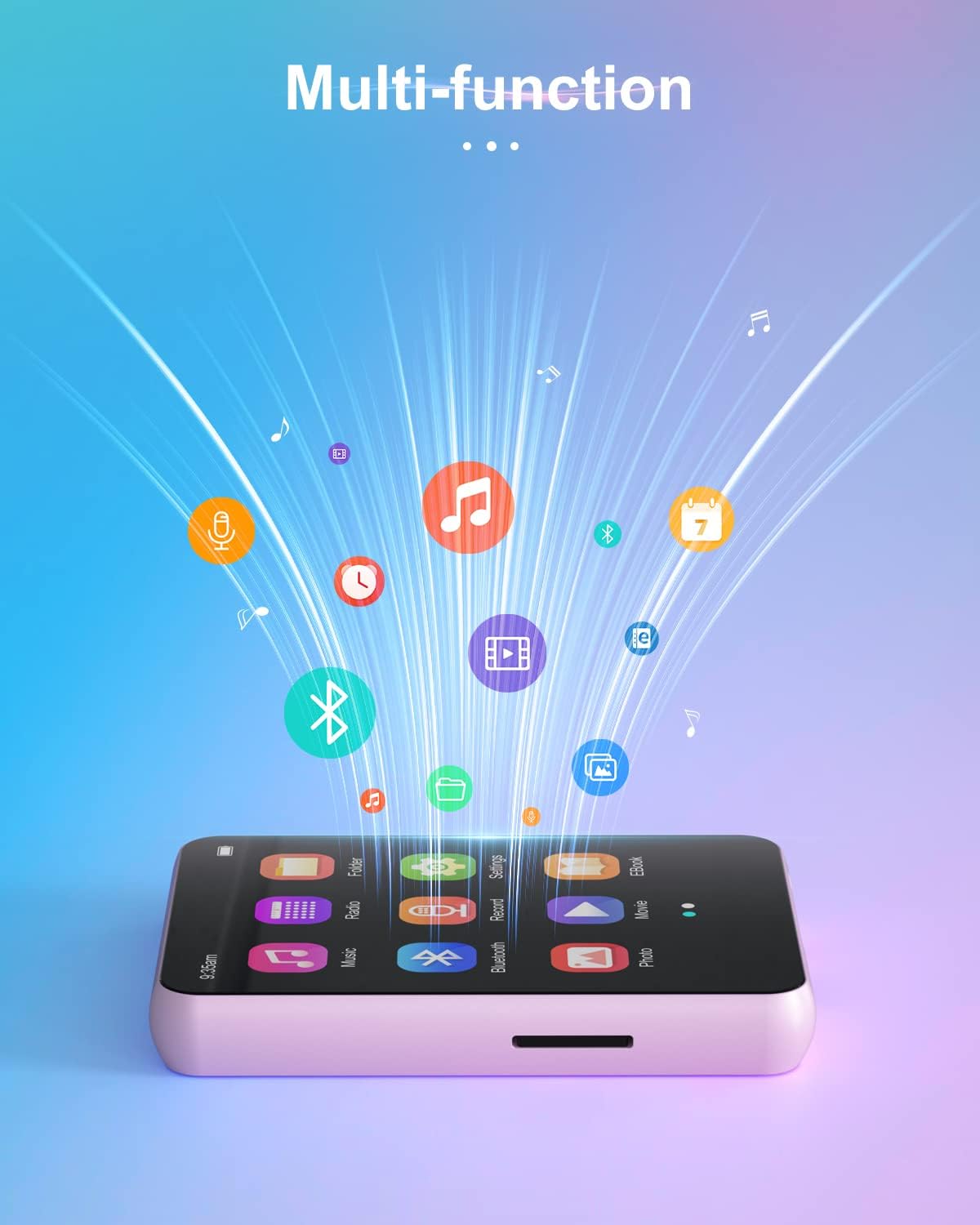 Conrain 64GB MP3 5.3, 2.4 128GB Player with Bluetooth Portable Digital Lossless Music Player with Built-in Speaker