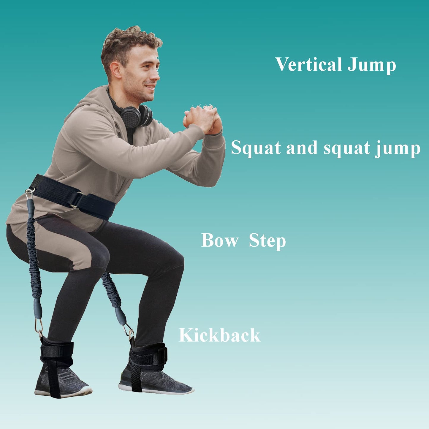 CORECISE Vertical Jumping Trainer,Leg Strength Training Resistance Band for Agility Speed Basketball Volleyball Football Jump Training 60LB