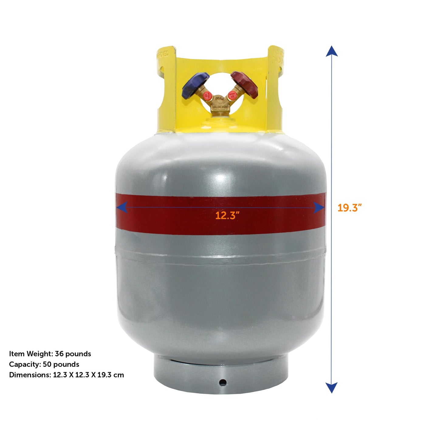Flame King 50LB A2L Refrigerant Recovery Cylinder Tank, 400 PSI, Dual Y-Valve Liquid/Vapor, Heavy-Duty Steel, HVAC Recovery & Storage