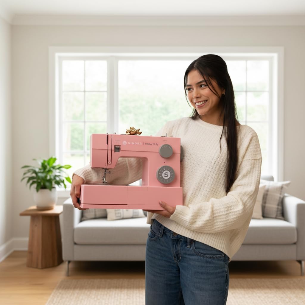 SINGER® Heavy Duty 4411 (Pink) High Speed Sewing Machine + Accessories | 11 Built-In Stitches Deliver 69 Stitch Applications | 60% More Power, 1100 Stitches/Min | Metal Frame, 4-Step Buttonhole