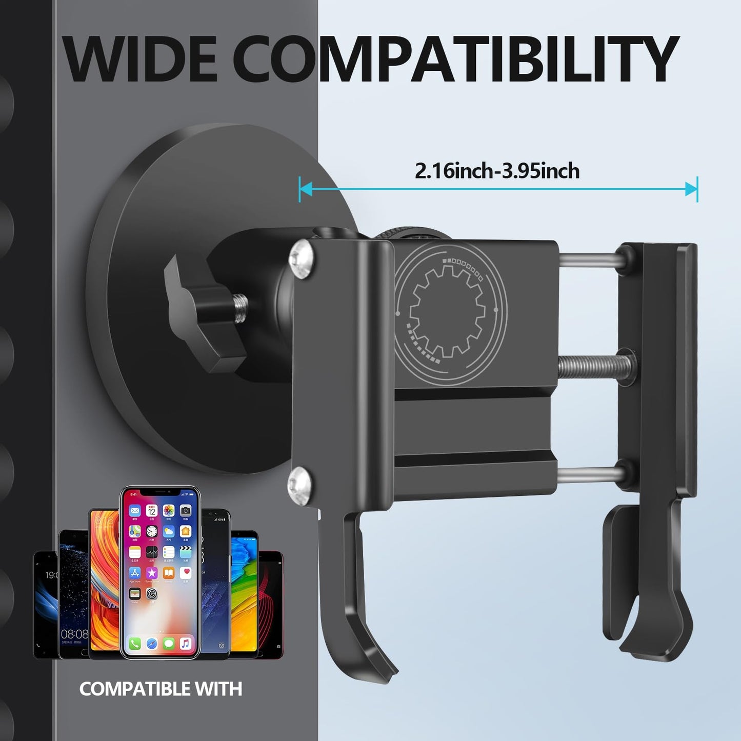 Vinkqiado Gym Magnetic Phone Holder, All Metal Magnet Base Phone Mount for Gym Equipment, Tractor, Refrigerator, Forklift, or Any Ferrous Metal Surface, Compatible with All Smartphones (Large Base)