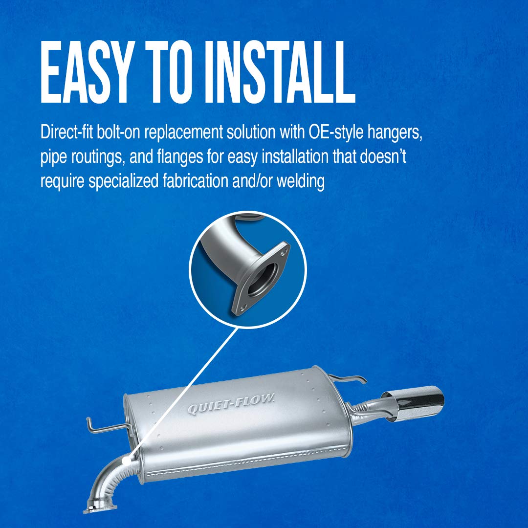 Walker Quiet-Flow SS 54948 Direct Fit Exhaust Muffler Assembly 2.25" Inlet (ID) 2" Outlet (OD) for Dodge Charger