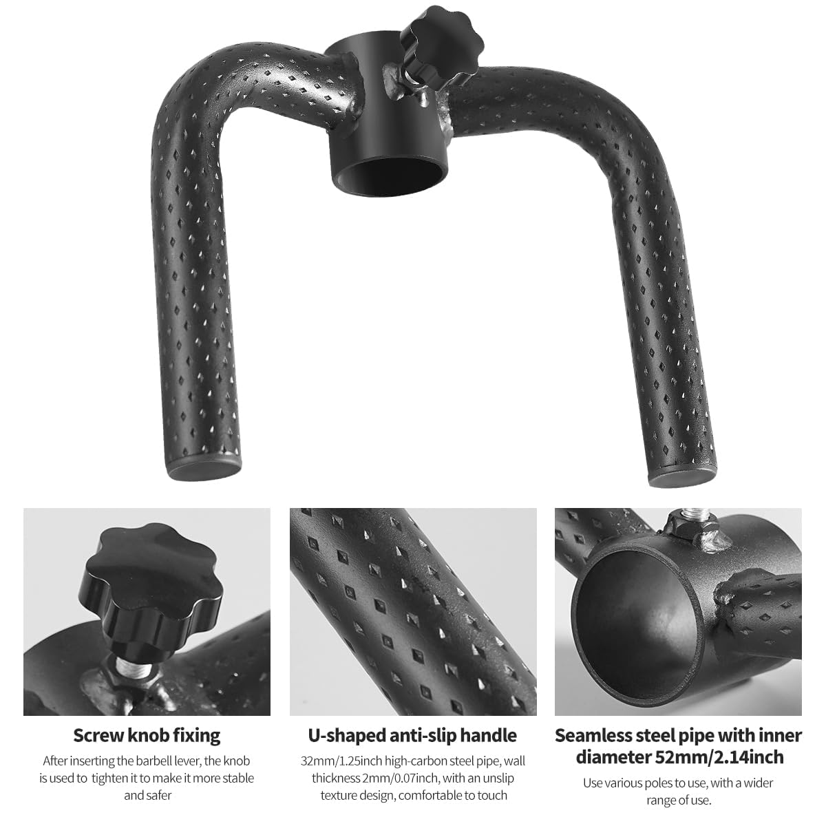 CYBEOE Landmine Handle (550LB Max) T Bar Row Attachment with Zero-Slip Lock, Heavy Duty Barbell Row Attachment for 2 Inch Olympic Bar, Pro TBar Row Handle, Landmine Row Attachment