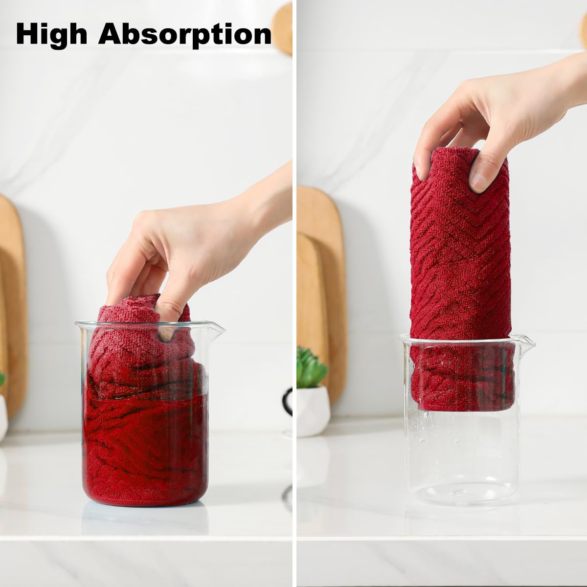 QAJ 100% Cotton Kitchen Towels and Dishcloths Set, Pack of 8 Super Absorbent 16" x 25" Kitchen Towels and 13" x 13" Dish Cloths (400 GSM)