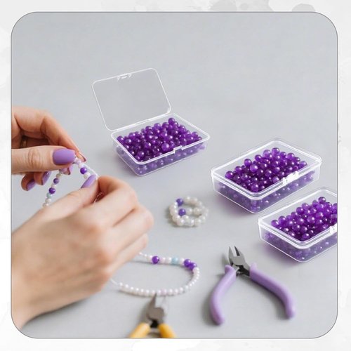 LECEHIVO Clear Plastic Beads Storage Containers - 40 Pcs Jewelry Box with Lids & Stickers | 4.1 x 3 x 1 Inch