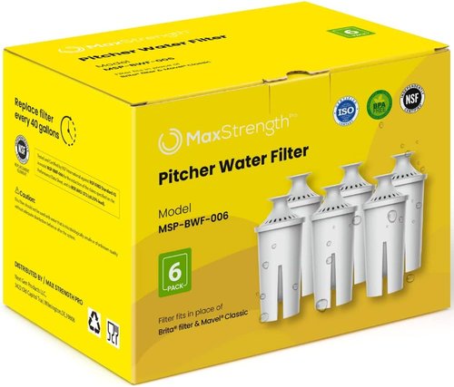 Max Strength Pro Water Filter - NSF Certified Replacement for Brita® & Mavea® Pitchers | 6 Count