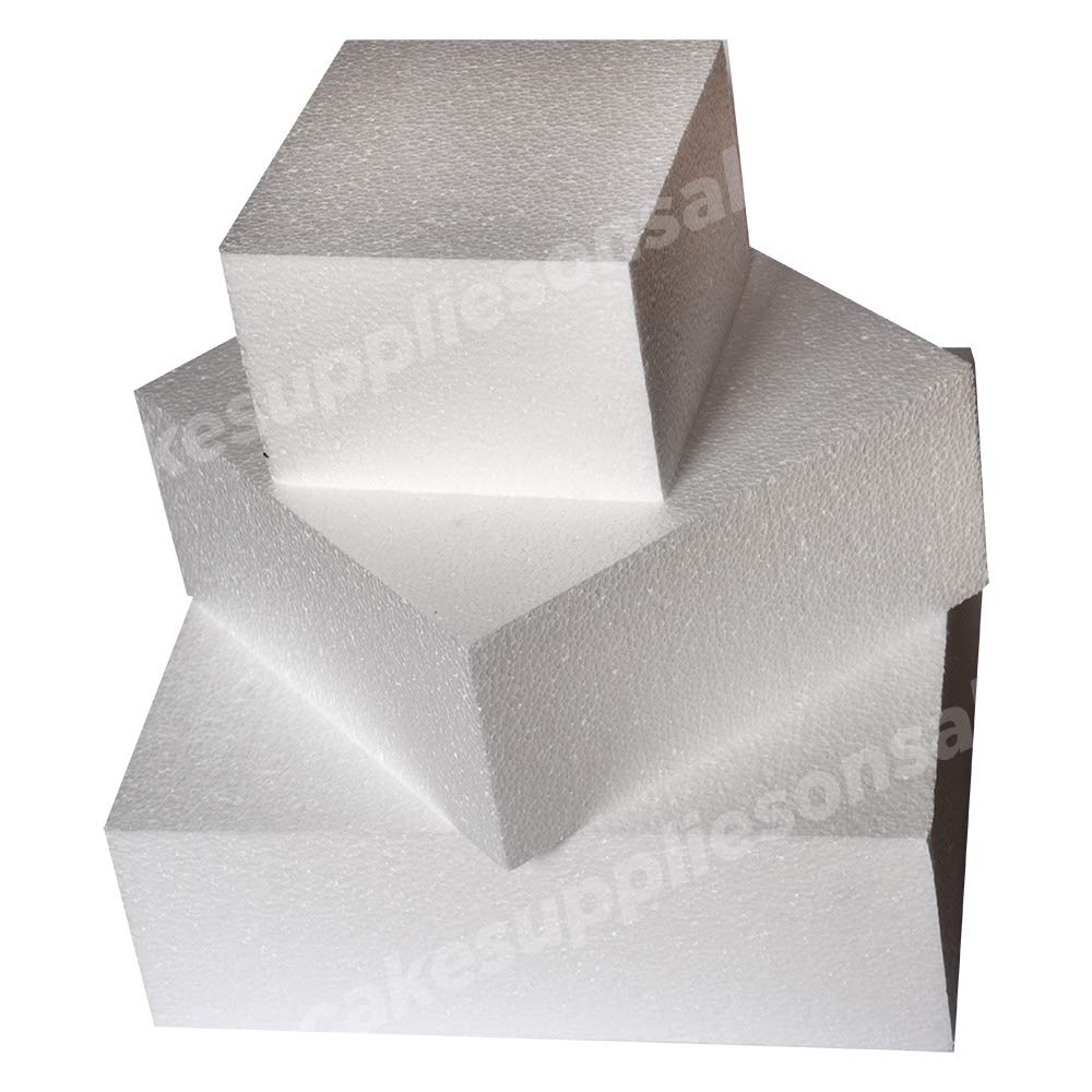 10" Square Cake Dummy 4" High Foam Cake Dummies Polystyrene Dummy for Wedding Birthday Cakes Crafting Modeling Art Project Displays