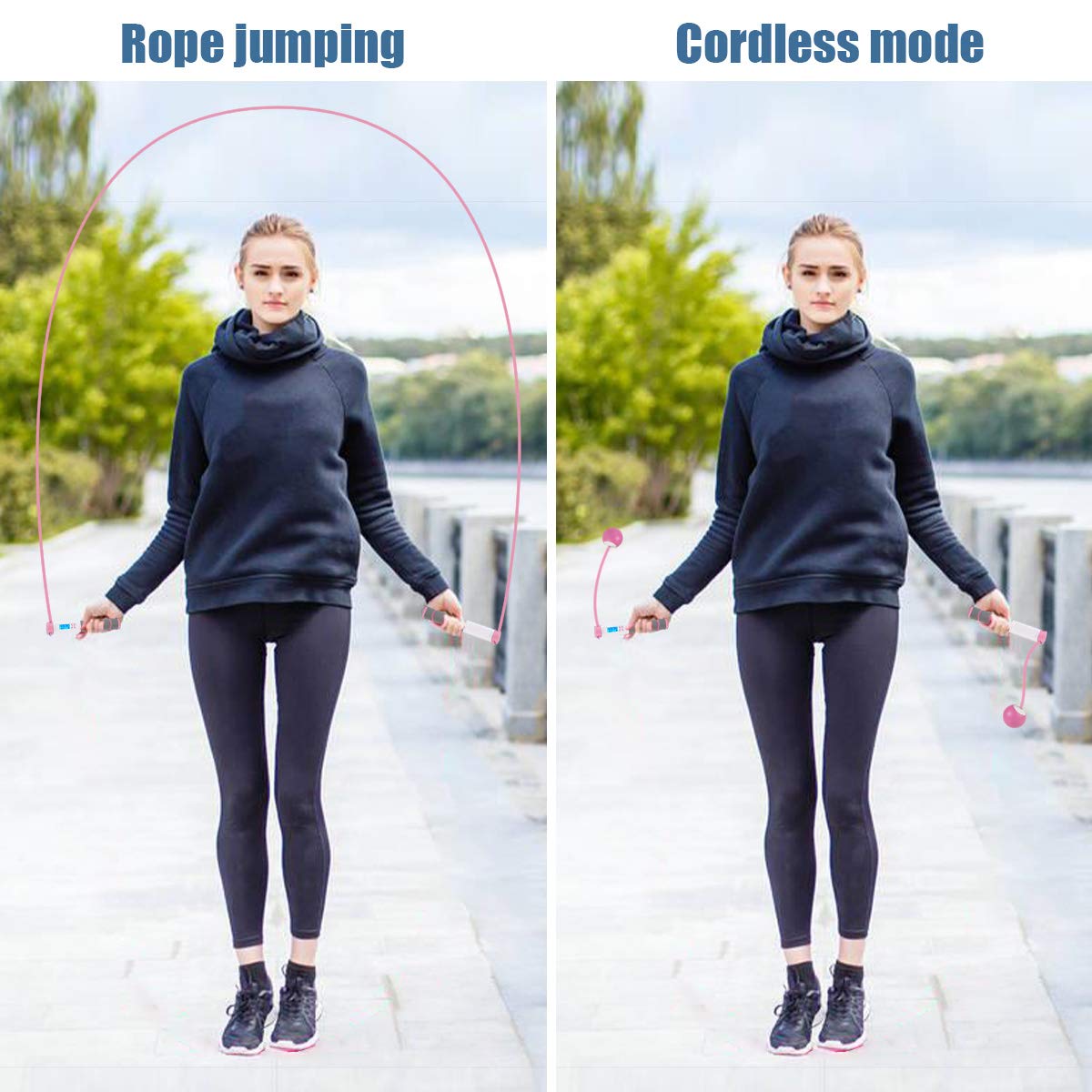 Jump Rope, Digital Weighted Handle Workout Jumping Rope with Calorie Counter for Training Fitness, Adjustable Exercise Speed Skipping Rope for Men, Women, Kids, Girls (Pink)