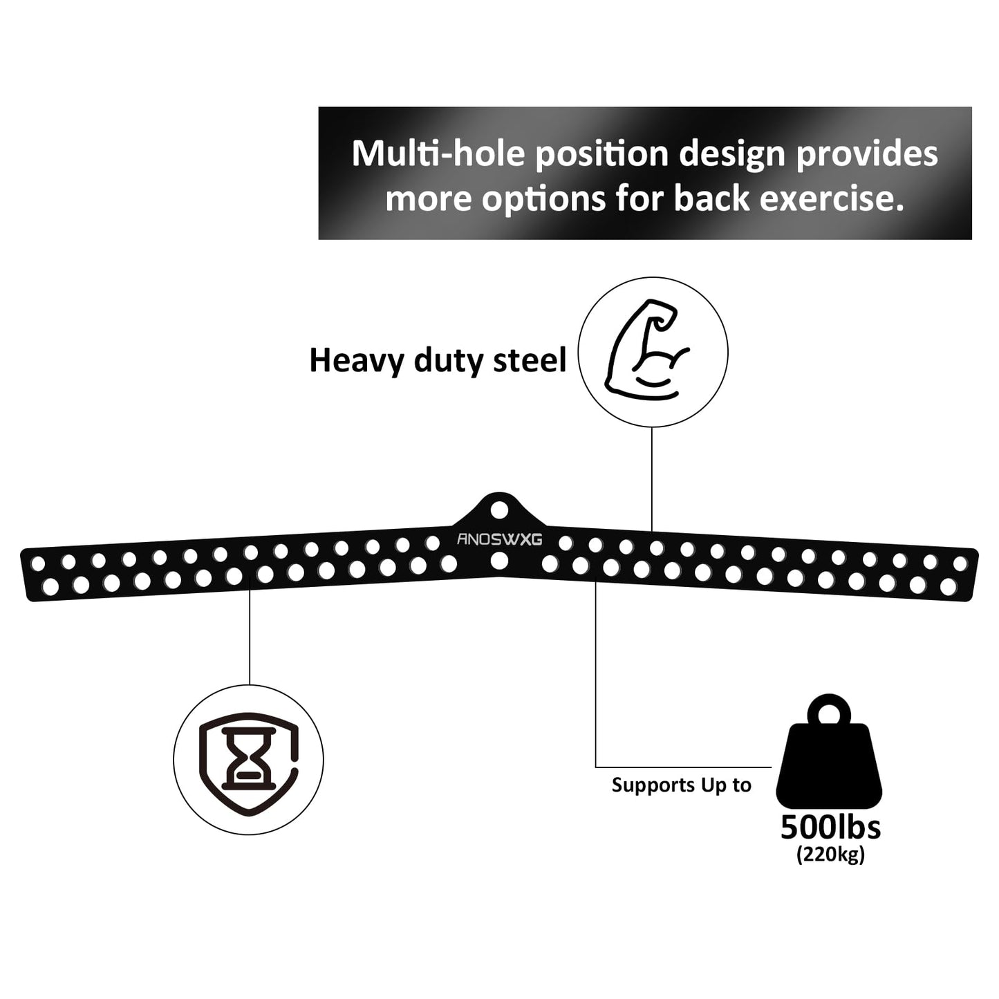 multi-grip lat pull down bar (Black, Large Size)