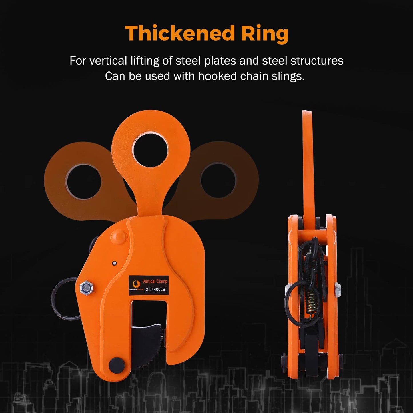 BEAMNOVA 2 Ton 4400 lbs Vertical Plate Lifting Clamp Sheet Metal Lifting Clamp Metal Steel Plate Lifting Clamps Lifters Heavy Duty Orange