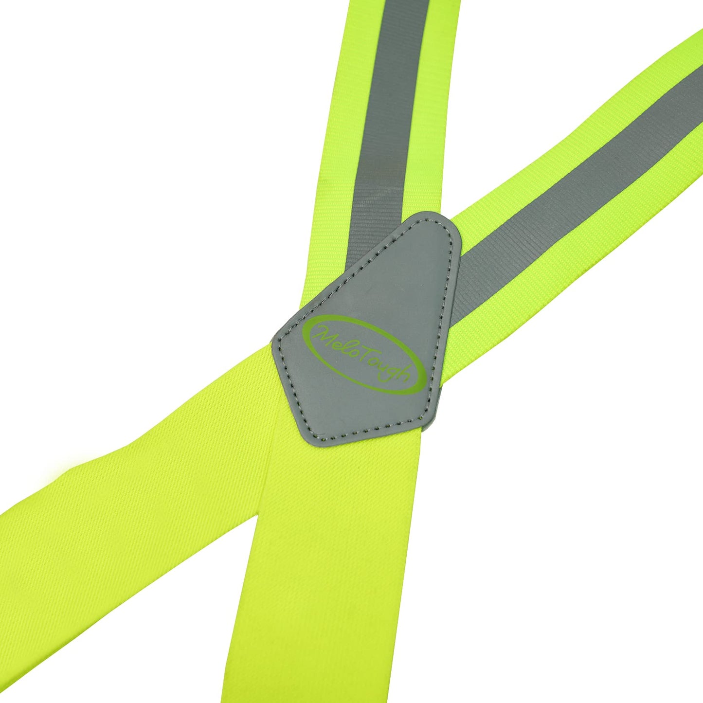 MELOTOUGH 2 Inch Work Suspenders | Reflective Safety Suspenders Tool Belt Support & Elastic Straps for Construction (Reflective Green)