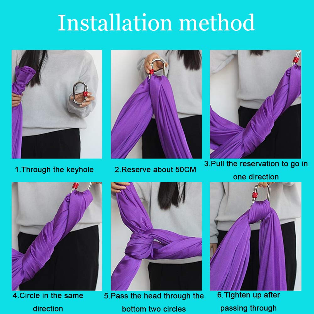 FOSER Aerial Yoga Hammock Aerial Yoga Swing with Daisy Chains Carabiners for Inverted Gravity Yoga Flip with Instruction Manual 5M×2.8M (Gradient Purple)