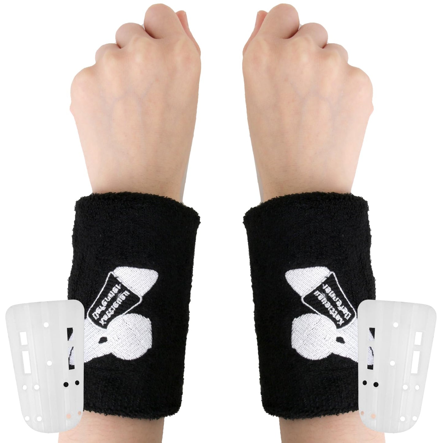 Kettlebell Wrist Guards with Built-in PP Hard Plate for Impact Protection, Moisture-Wicking Cotton Sweatbands for Heavy Lifting & HIIT, Zero Setup Large Fit for Thicker Wrists & Users Over 220 lbs