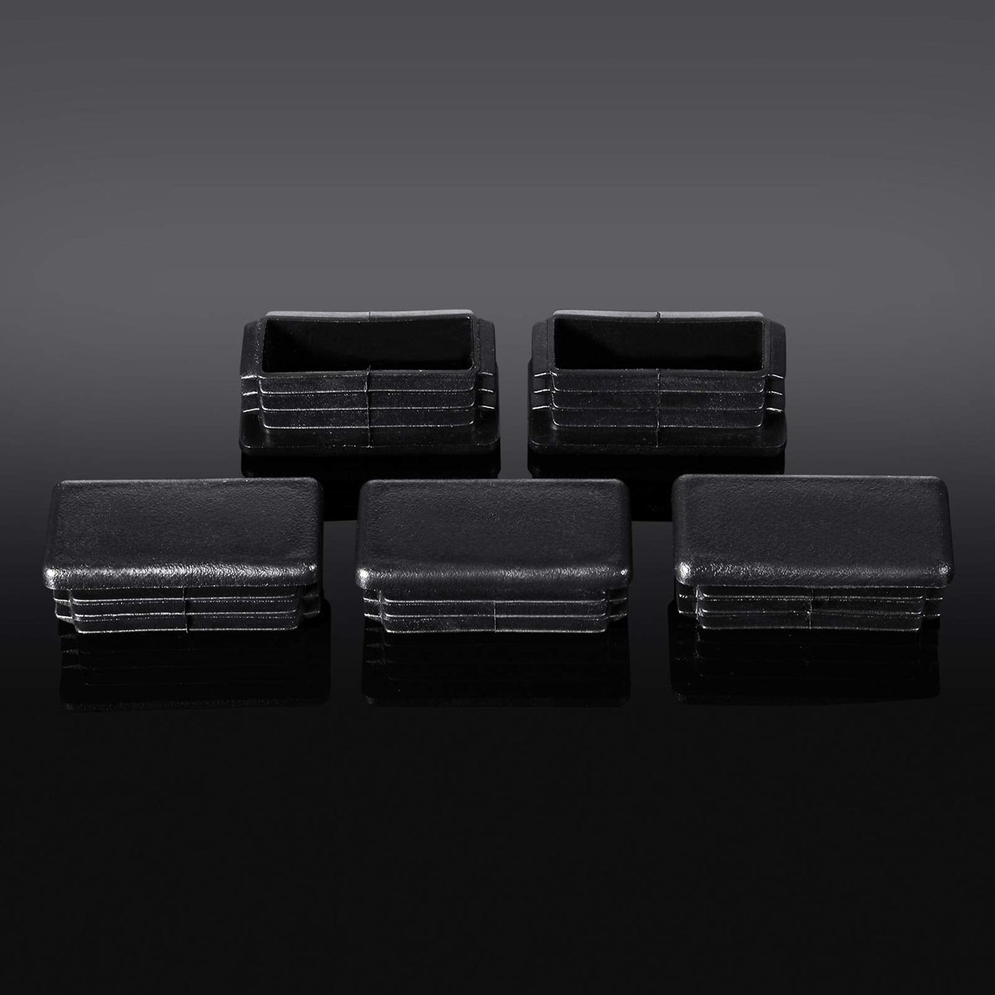 24 Pcs 1 x 2 Inch Rectangle Plastic Plugs Tubing End Caps Black Steel Tubing Plugs Fence Post End Caps for Pipe Cover Chair Leg Glide Inserts