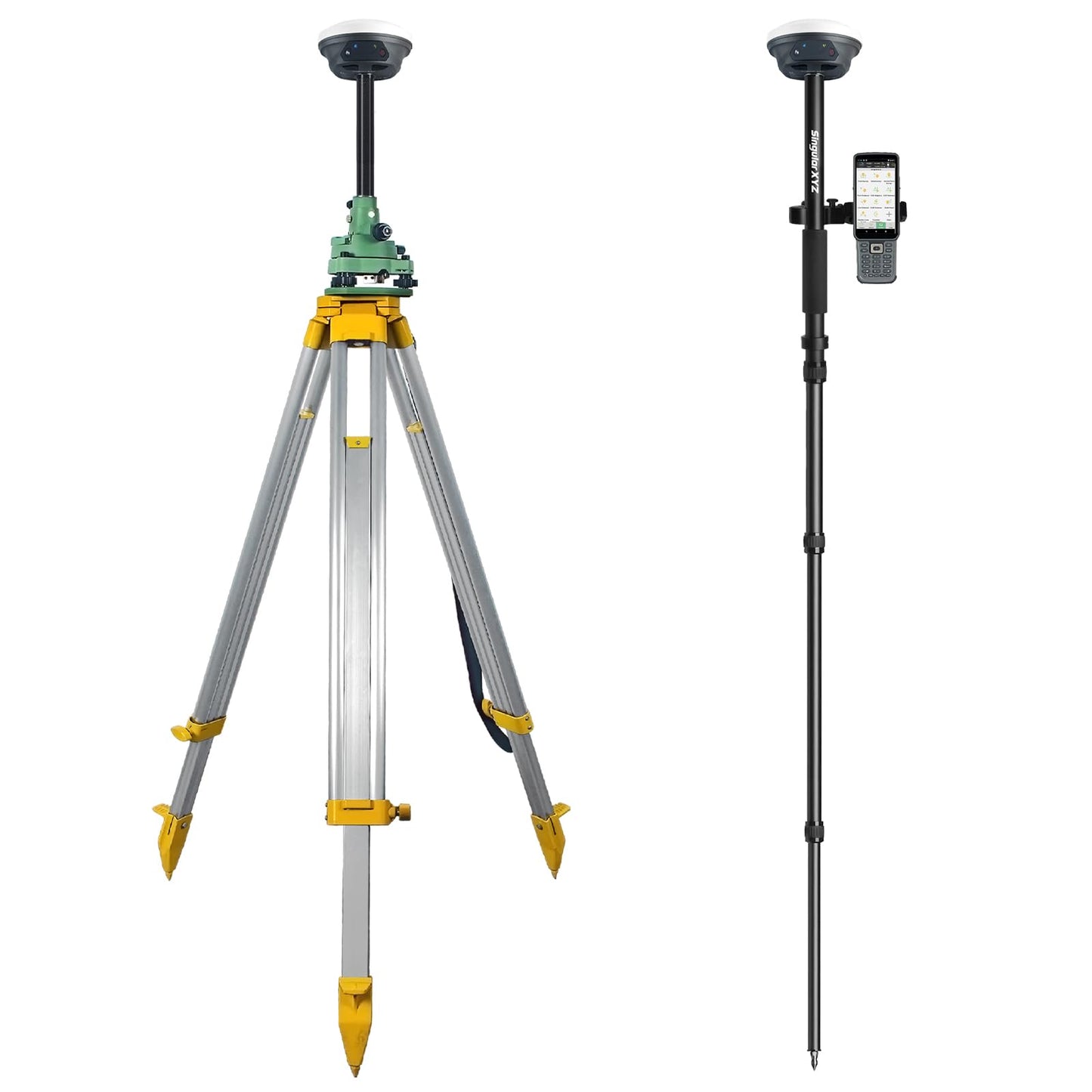 SingularXYZ E1 RTK GNSS Survey Equipment GPS Receiver with IMU Rover & Base Handheld Collector Land Surveying Equipment, Navigation System Survey Software(Include Pole, Tribrach, Tripod)