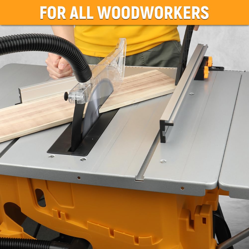 Hoteche 10-Inch Table Saw - 15-Amp Electric Power Saw with Stand and Extendable Table for Woodworking, Carpentry, DIY Projects