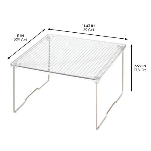 InterDesign iDesign Stackable Organizer-Cabinet Riser for Bathroom Storage-Set of 2-Clear/Satin Stacking Shelf-Small M2