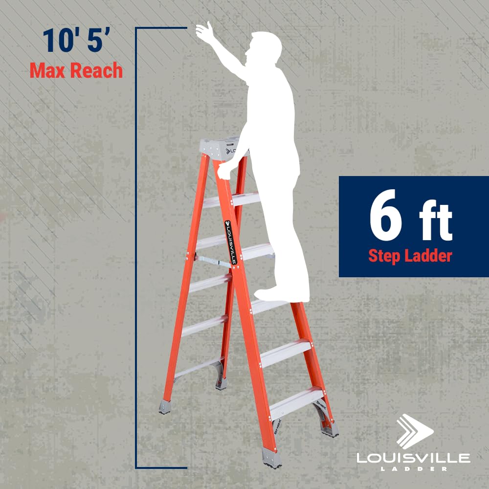 Louisville Ladder 6-Foot Fiberglass Step Ladder, 300-Pound Load Capacity, Type IA, FS1506