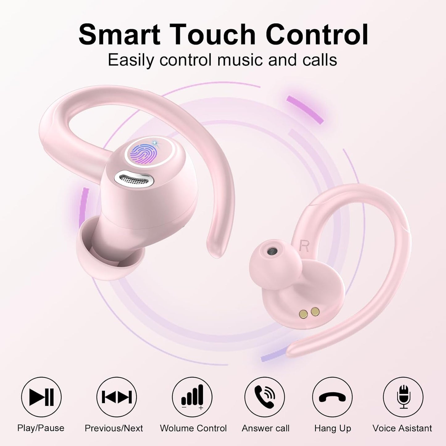 5.3 48H IPX7 Wireless Earbuds Bluetooth Headphones Sports, Earphone with ENC Mic, Stereo Deep Bass Bluetooth Earbuds