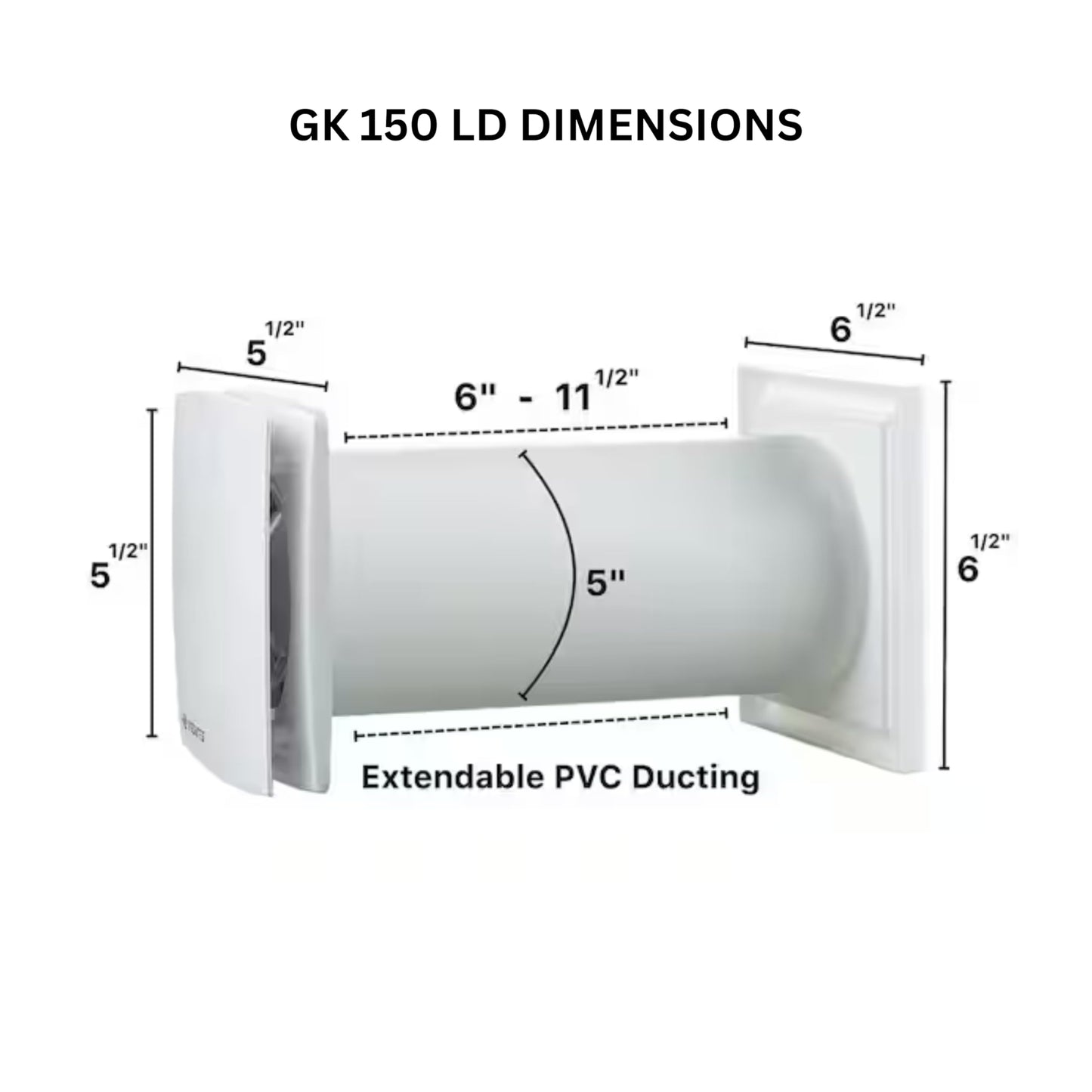 VENTS-US GK 150 LD - Easy to Install 6" Through The Wall Exhaust Fan with 109 CFM - Built to Remove Moisture, Harmful Fumes, Vapors, Odors, Humidity, and Common Indoor Air Pollutants