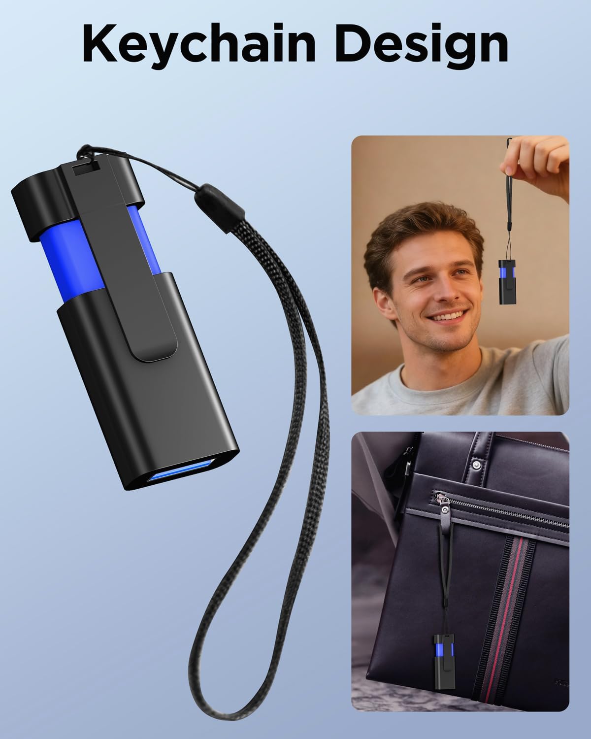 TEWENE 1-Pack 8GB FAT32 2.0 8GB Flash Drives USB Flash Drive (&Type-C Adapter) Thumb Drive with Unique Clip