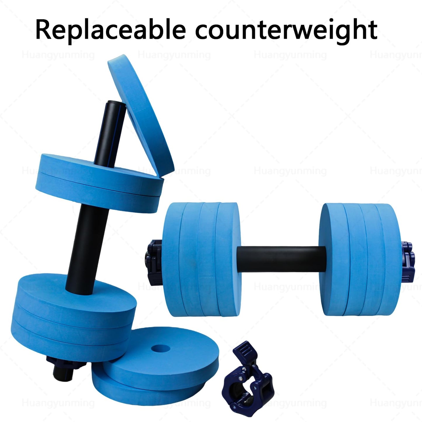 Huangyunming Aquatic Exercise Dumbbells Water Dumbbell Pool Resistance Aquatic Fitness Barbells with 16 High-Density EVA Foam Pool Weights Dumbbells, Can be quickly disassembled