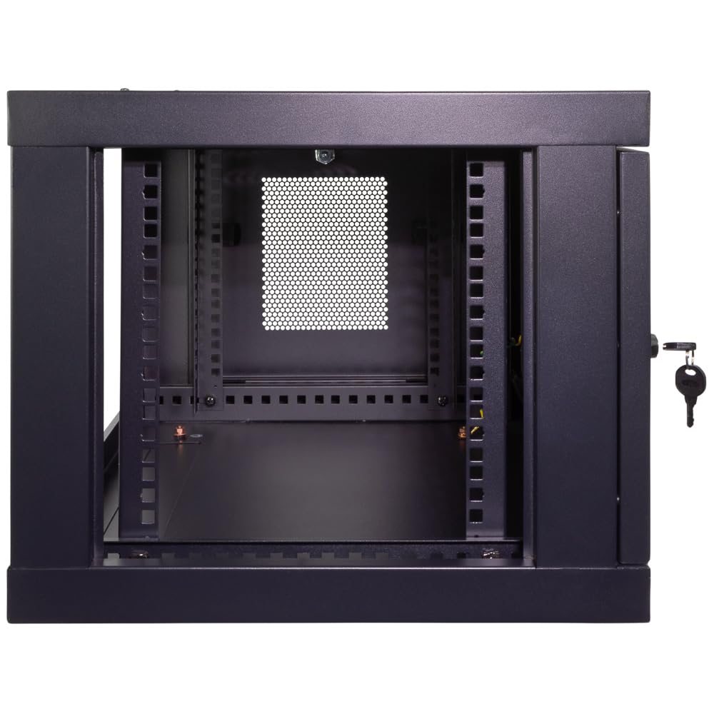 NavePoint 6U Server Cabinet Wall Mount Rack Enclosure with Perforated Door, Locking, Removable Side Panels – 6U Network Cabinet 17.7” Deep, 19 Inch Server Rack for IT and A/V Equipment