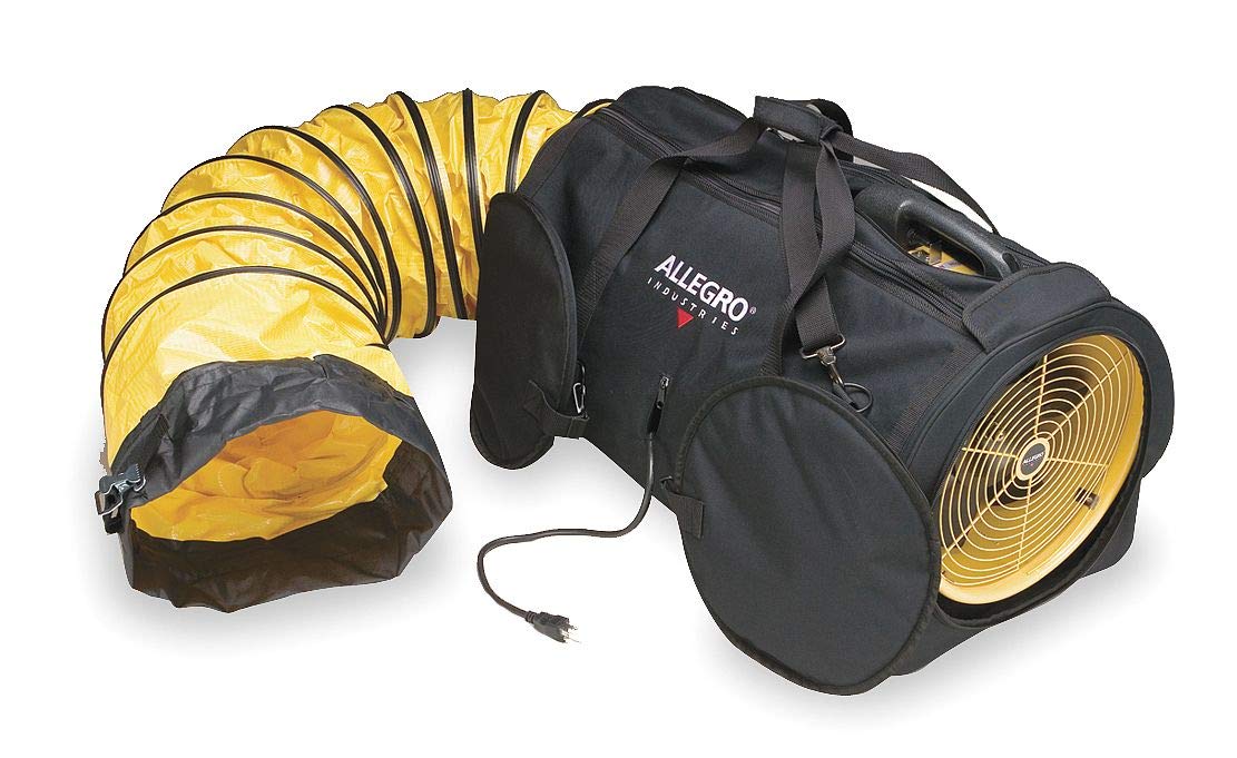 Allegro 9535-12 | 12" AC Air Bag Blower System with 15' Ducting | 1840 CFM | Portable Ventilation Fan in Storage Bag | 1/2 HP | CSA Certified | Industrial Confined Space Blower