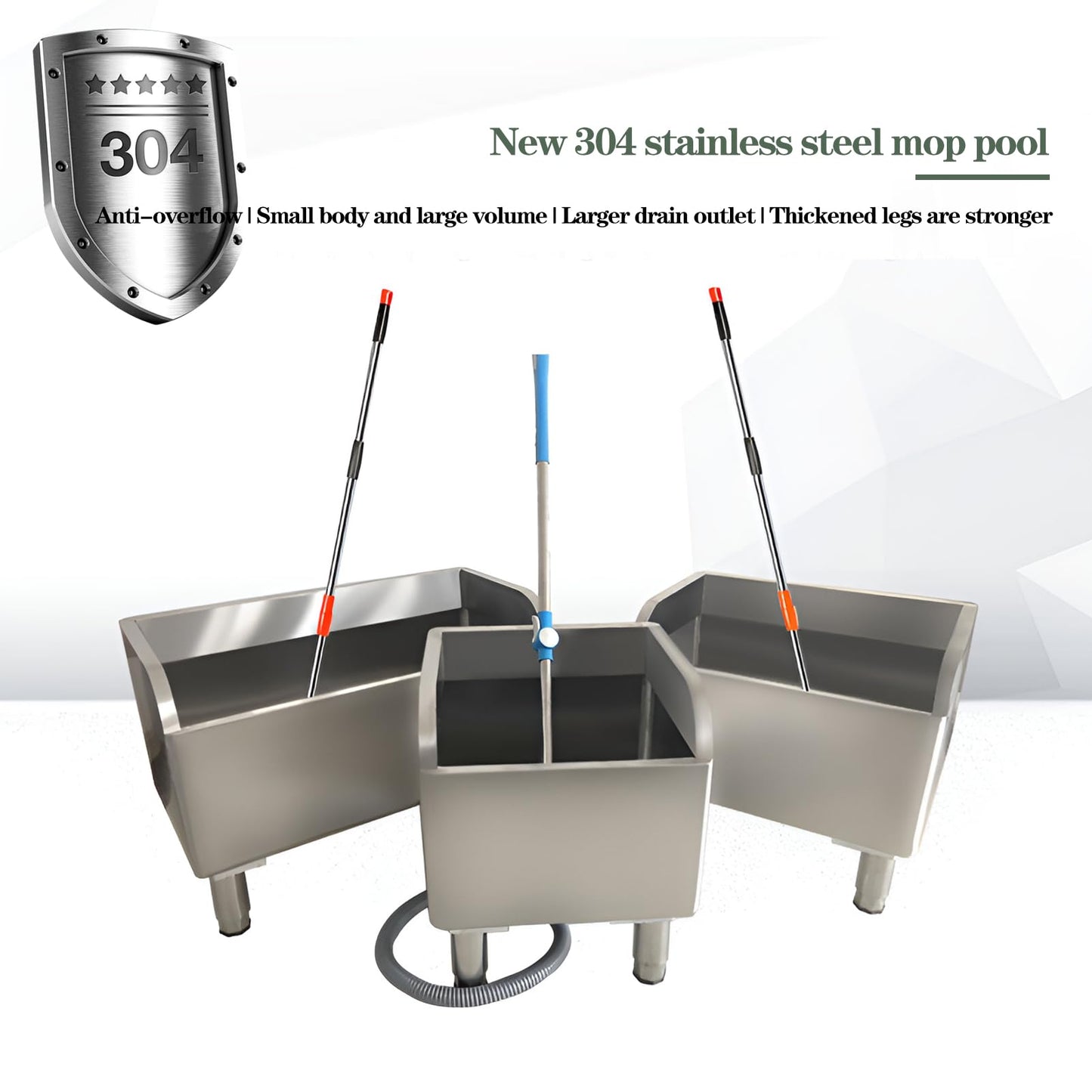 CYGJYZOD Floor Mop Sink With Drainage/Strainer,stainless steel utility sink,304 Stainless Steel,for Laundry Room,Kitchen, Restaurant, Garages,(S-17.7"L x 16.1"W x 21.6"H)
