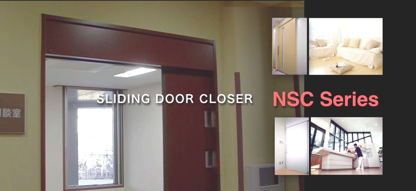 NSC-C60V-22 Sliding Door Closer for Barn Door (Medium-Heavy Duty Model Up to 132lbs), Self Closing, Complete System With 86" Rail