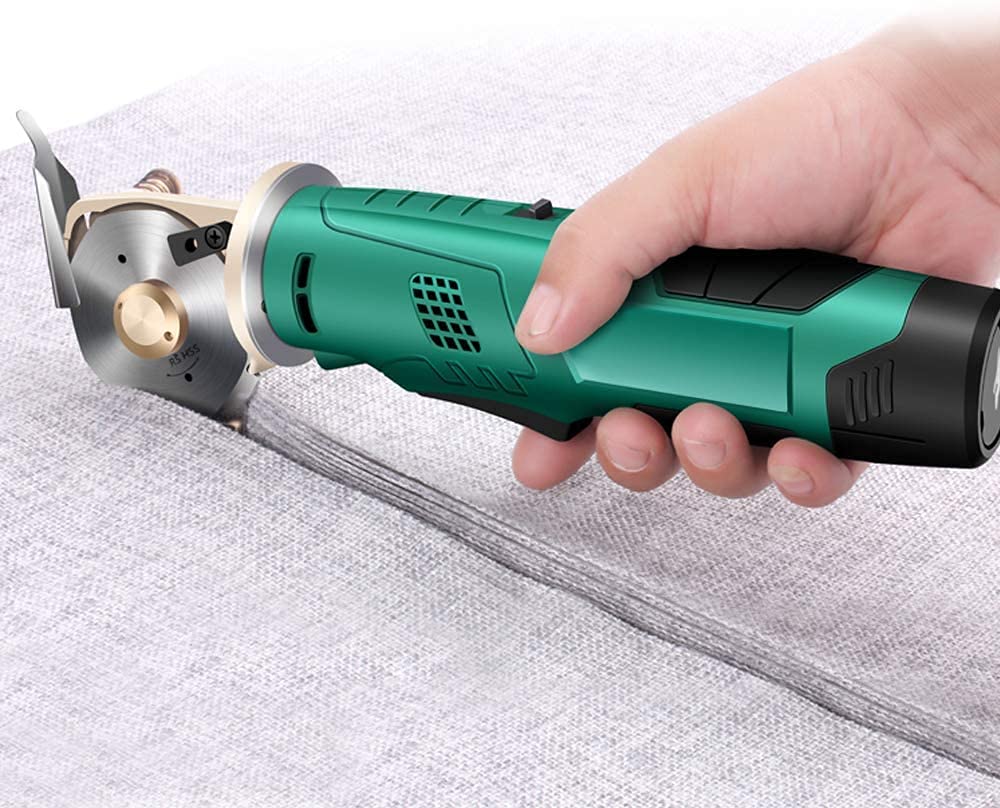 MXBAOHENG Electric Rotary Cutter Cordless Electronic Scissors Rechargeable Cardboard Cutter with Safety Lock, for Cutting Fabric/Paper/Carpet/Leather (2 Batteries)