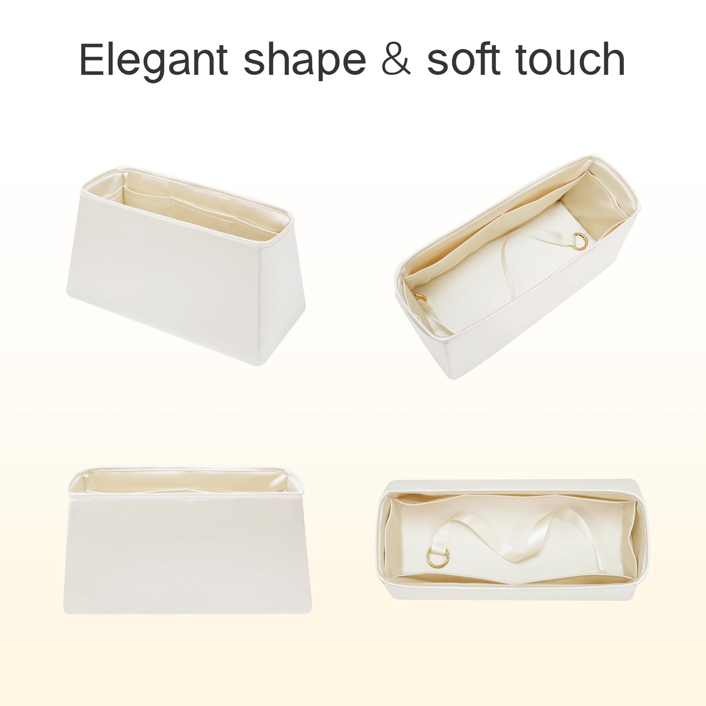 DGAZ Moon Fits for Hermes Bag Insert, Premium Silk Purse Organizer Insert, Smooth Touch & Lightweight,Luxury Handbag Organizer with Gift Box Fits For Brikin 30(BK30 Retourne,Craie)
