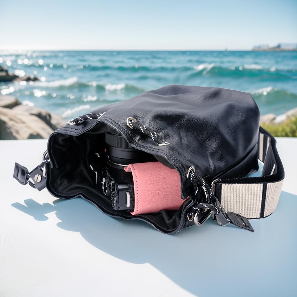 Bowan Small Camera Bag,Camera casing bag,Soft Cute Camera Pouch Handbag compatible with Mirrorless
