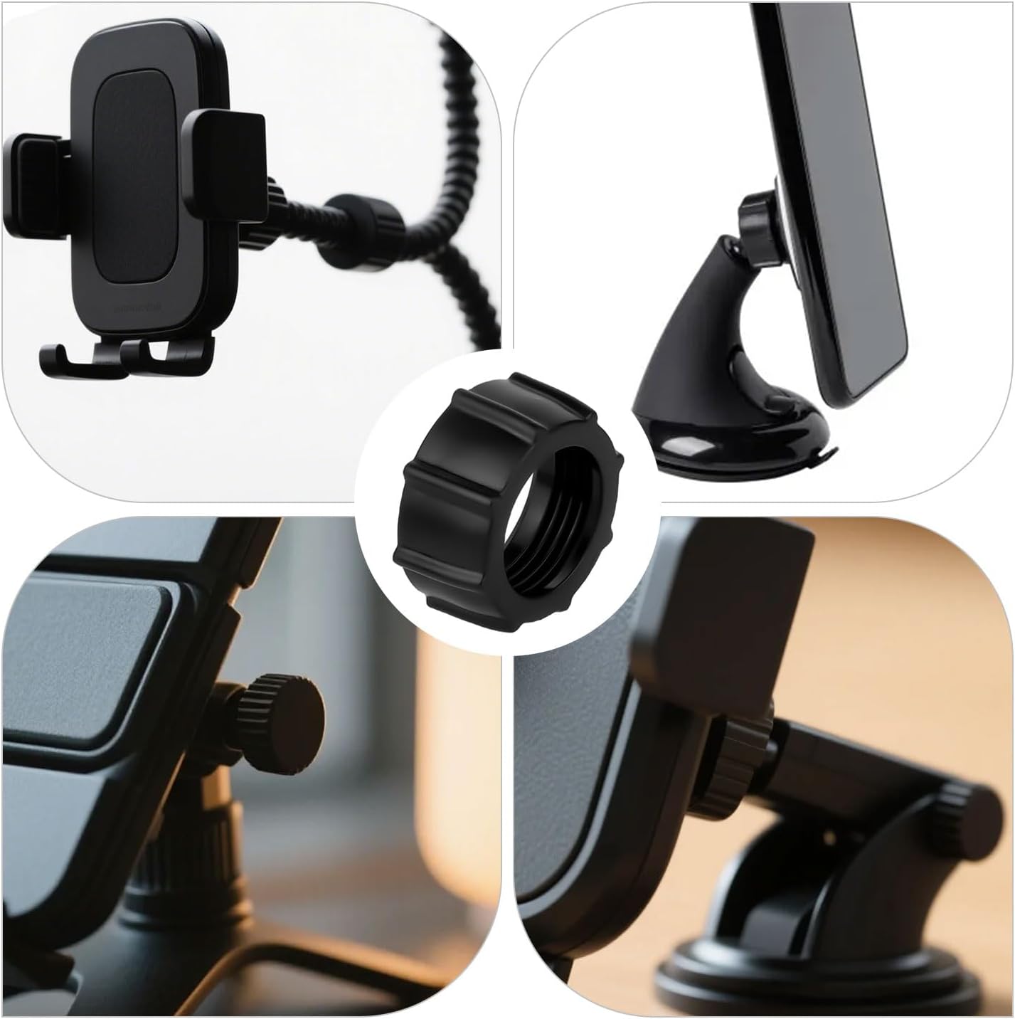 BOXOB 6pcs 17mm Tightening Nut for Replacement Car Phone Mount Screw, Ball-Joint Fixed Adapter Head Bracket Holder Ring