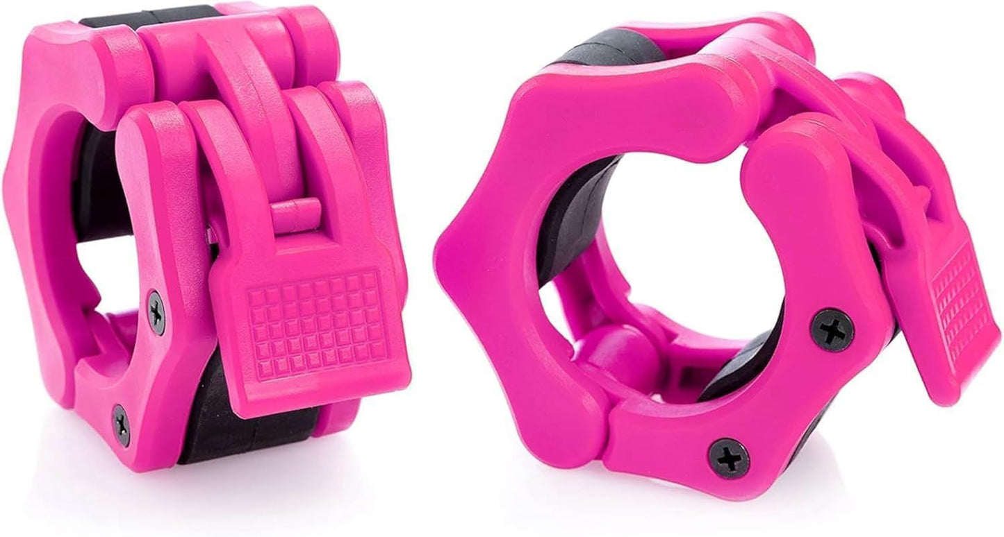 Greententljs Olympic Barbell Collar 2 inch Quick Release Pair of Locking 2" Pro Weight Bar Plate Locks Clamp Clips for Workout Weightlifting Fitness Training (Pink Matte)
