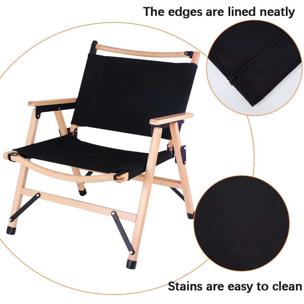 GORGECRAFT 18.9x13.8 Inch Camp Chair Replacement Fabric Portable Outdoor Folding Chair Seat Replacements Black Waterproof Oxford Cloth High Back Camping Chair Cover for Hiking Backpacking Sport