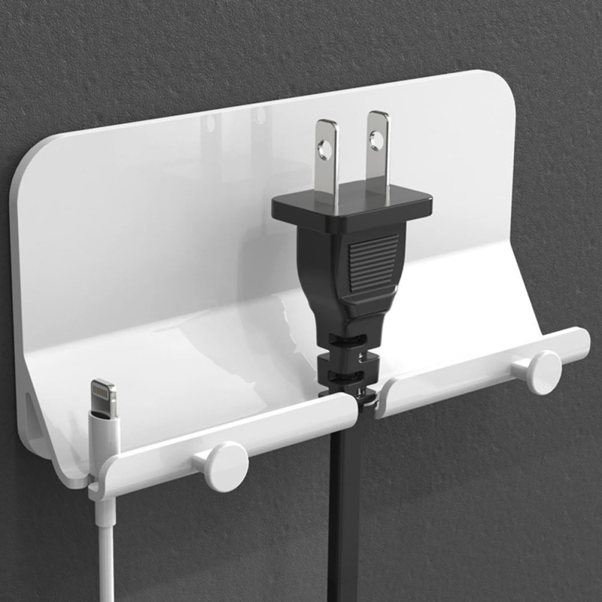 BESPORTBLE Wall Adhesive Phone Charging Stand with Hook, Smartphone Holder and Storage Organizer for Bedroom