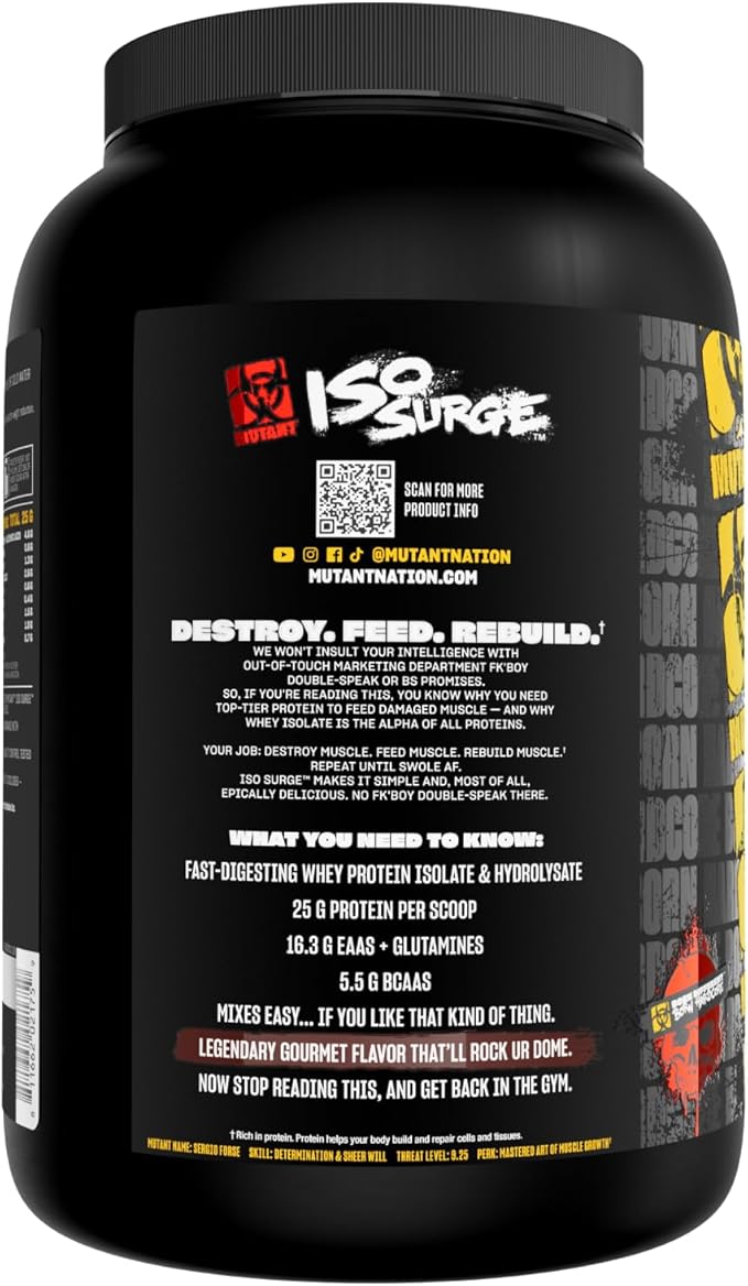 Mutant ISO Surge Whey Protein Powder Acts Fast to Help Recover, Build Muscle, Bulk and Strength, Uses Only Ingredients, 1.6 lb - Triple Chocolate