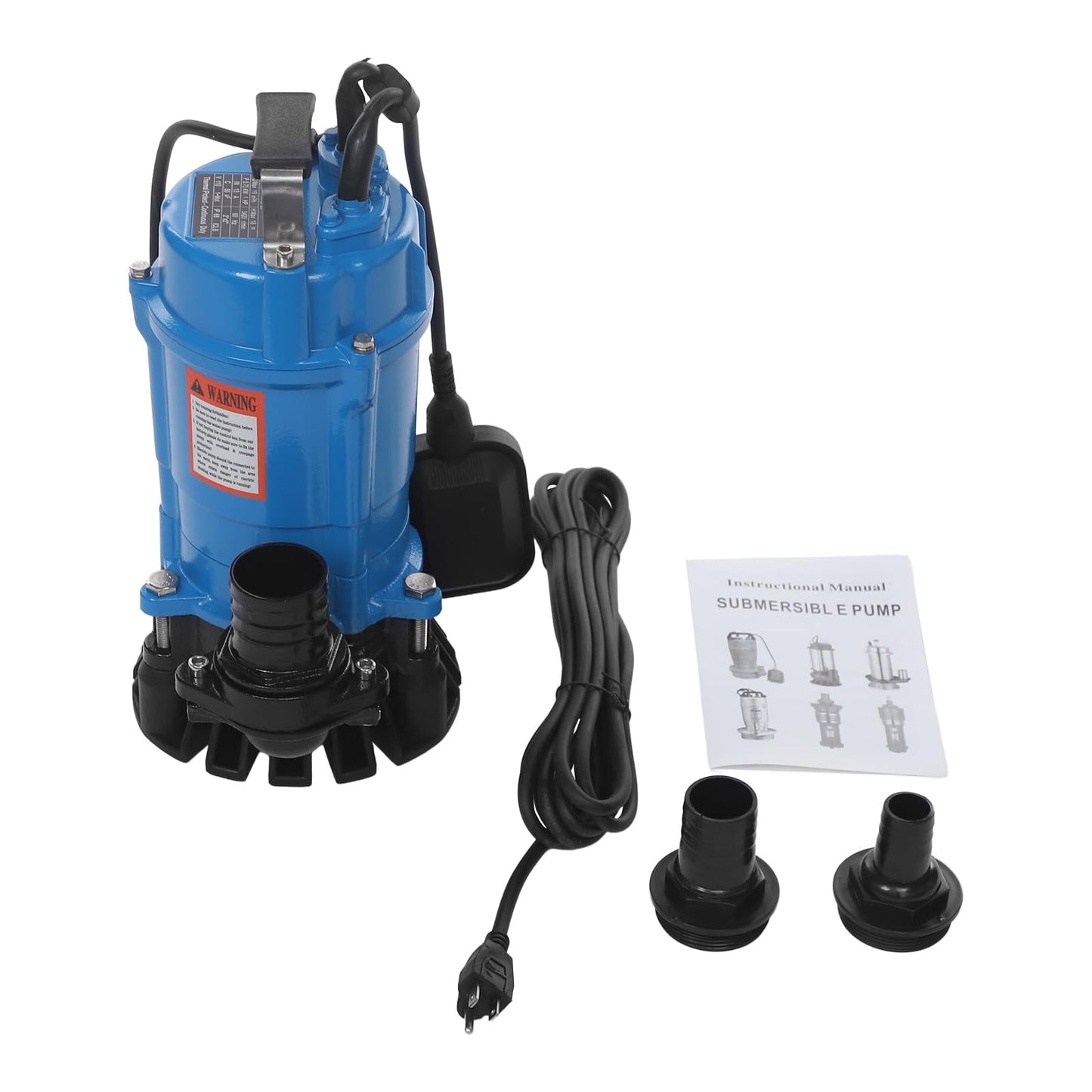 banborba 1 HP Submersible Trash Pump, 110V Submersible Sump Pump, Sewage Pump with 59 ft Max Lift, Drain Dirty Clean Water for Pools, Garden, Pond, Basement, Flooded Area - Blue