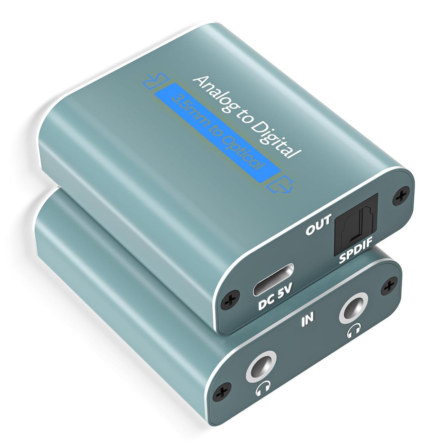 3.5mm 3.5 3.5 Analog to Digital Audio Converter Dual Analog Jack AUX to Optical SPDIF Audio Adapter with Optical Cable