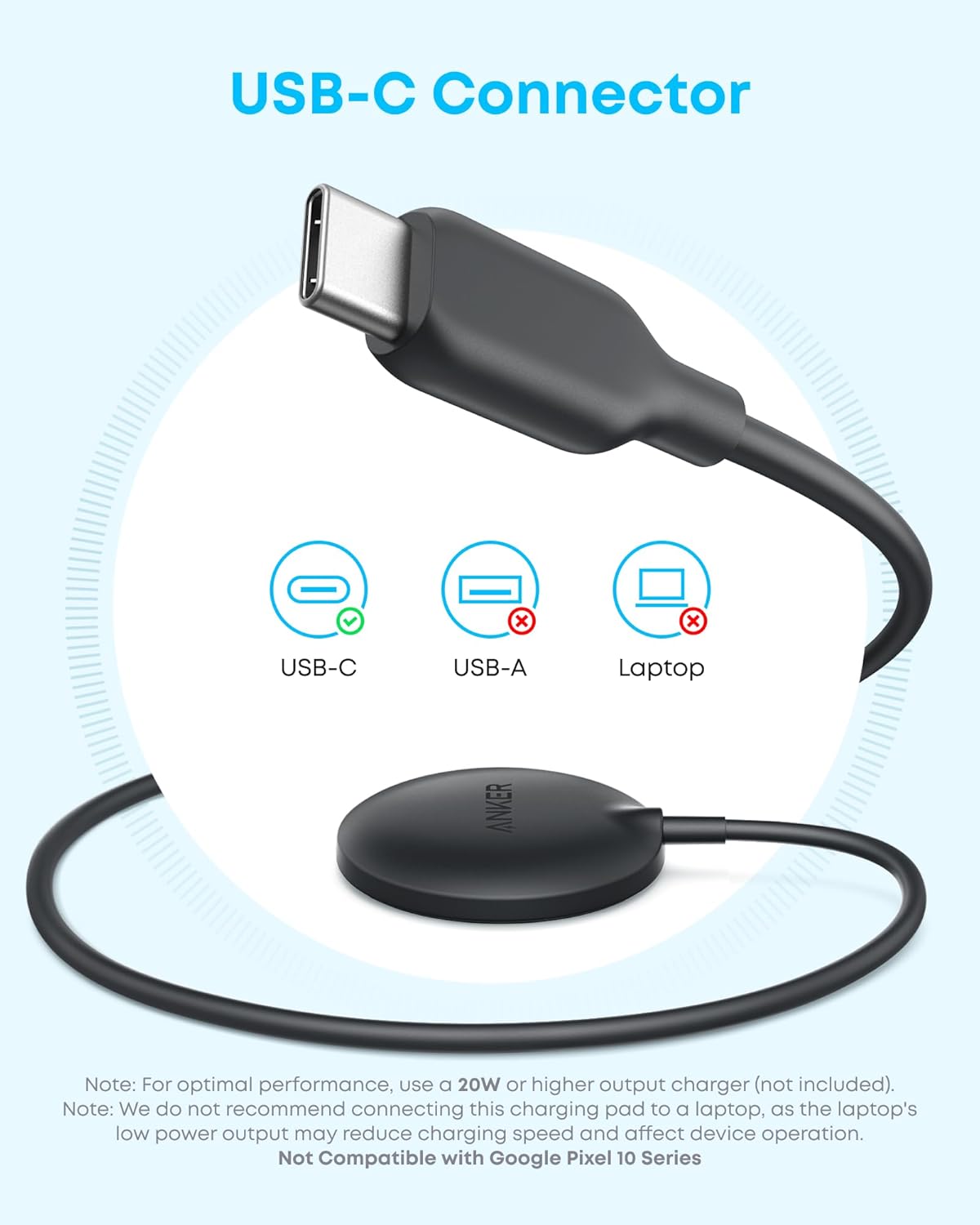 Anker Qi2 15W 17/16/15/14/13/12 Zolo Magnetic Wireless Charger, Certified MagSafe-Compatible Wireless Charging Pad