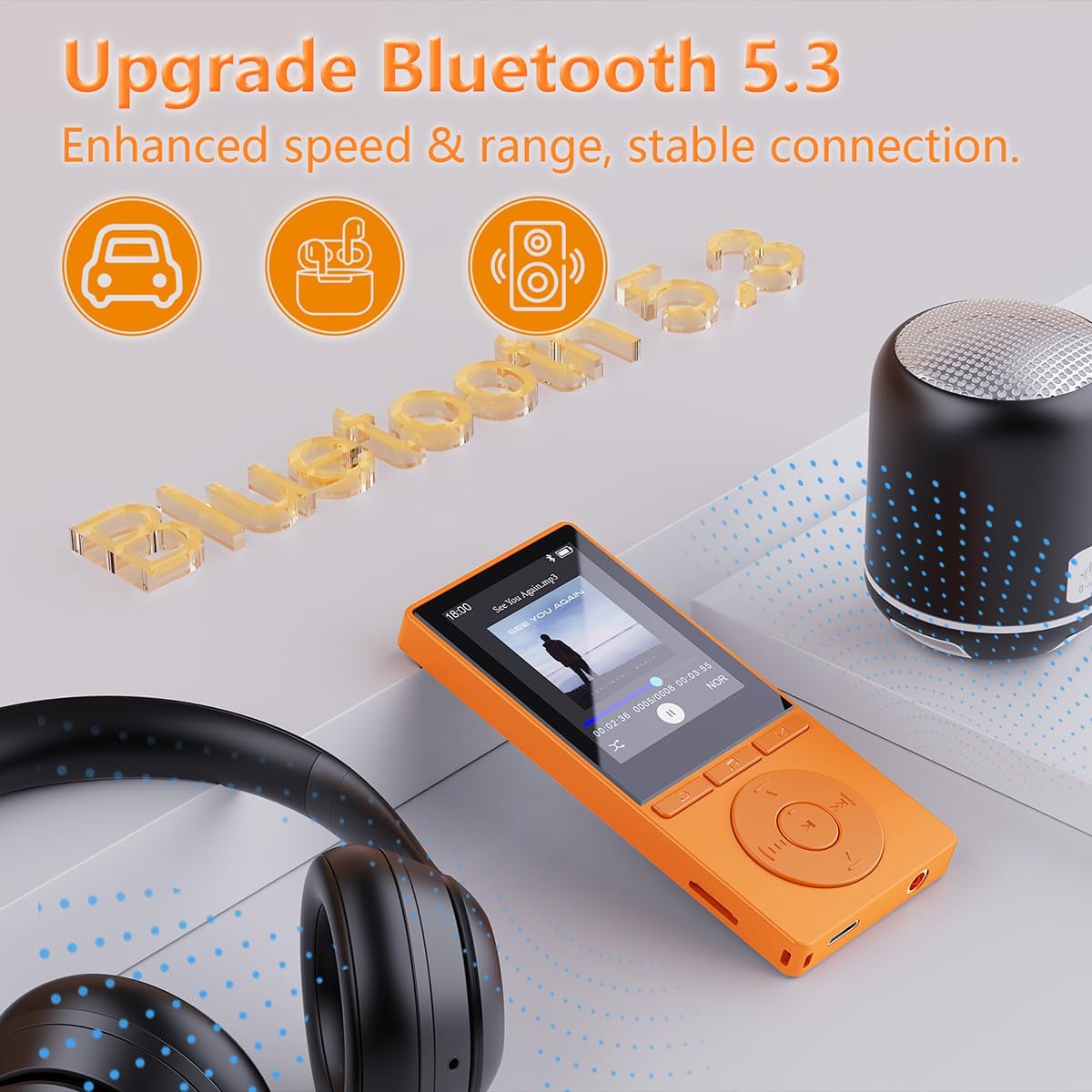 Aiandcc 64GB MP3 5.3, 2.4", MP3 128GB, Player with Bluetooth Color Screen Music Player with HiFi Sound, Players Built