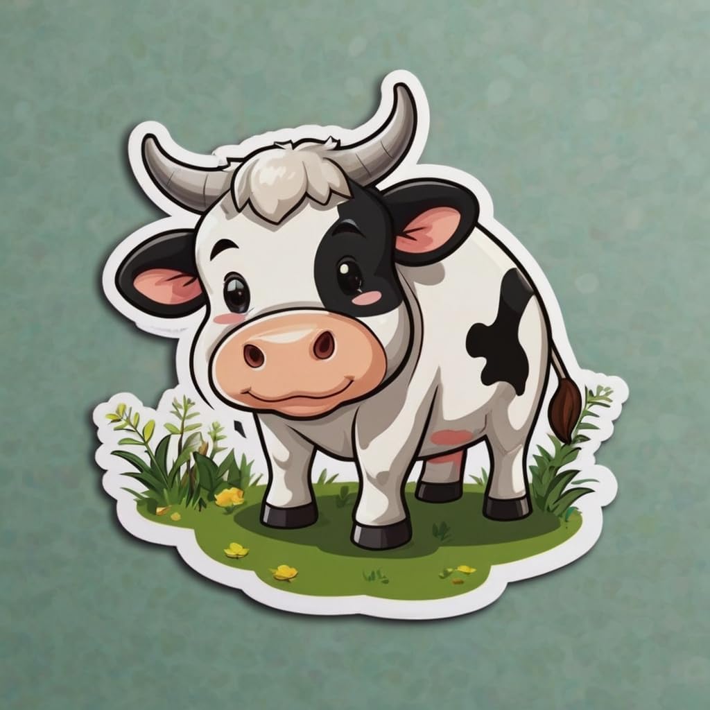 Acatalepsy Sticker 2in, 27) Cute Dairy Cow Stickers for Water Bottle Waterproof Vinyl Kawaii Animal Stickers for Laptop