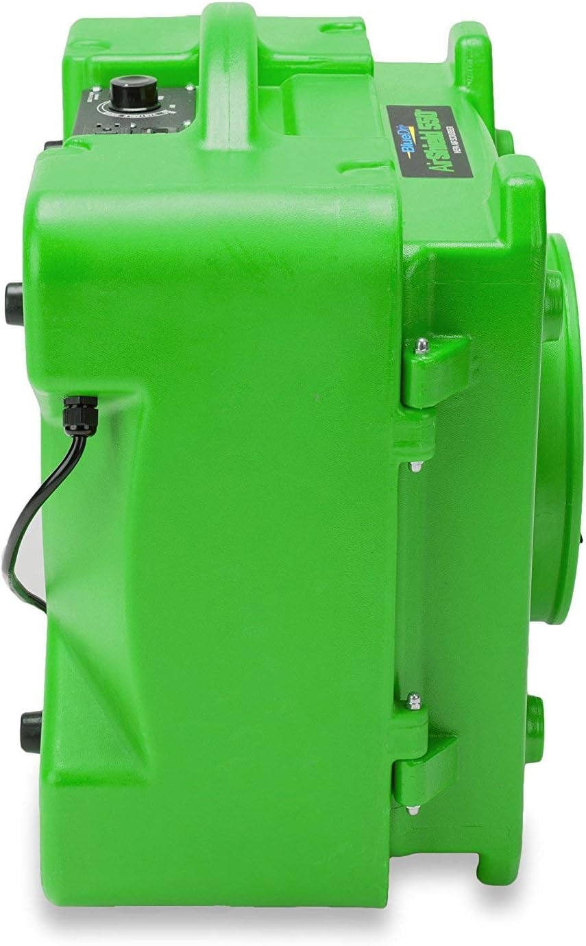 BlueDri Air Shield 550 HEPA Air Scrubber, Water Damage Restoration Equipment Air Purifier, Covers 1400 Sq. Ft, Daisy Chain Capable, For Commercial Use, Green, BD-AS-550