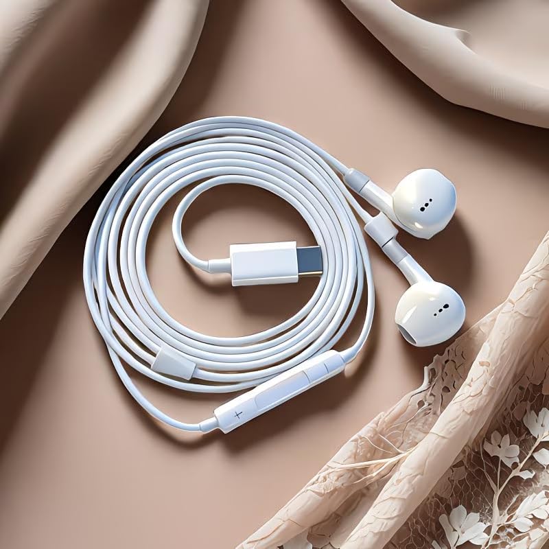 Generic 17/16/15, Noise Cancelling USB-C Wired Earbuds Compatible for iPhone iPad, Type-C Headphones with Microphone