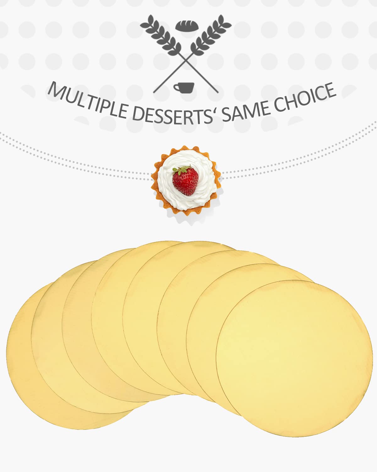 qiqee 12 Inch Gold Cake Boards Round 40-Packs Circles Rounds Base Food-Grade Cardboard Cake Plate(Thinner But Stronger)