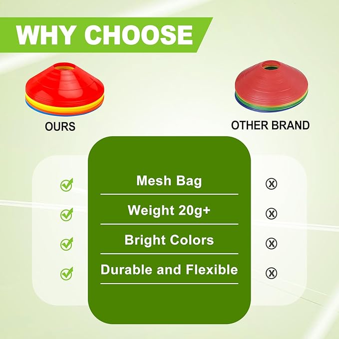 Ashsajkd(Set of 25/50/100 - Agility Soccer Cones with Carry Bag and for ï¼?Football Cones for TrainingFootball, Basketball, Coaching, Agility Cones for Indoor and Outdoor Games