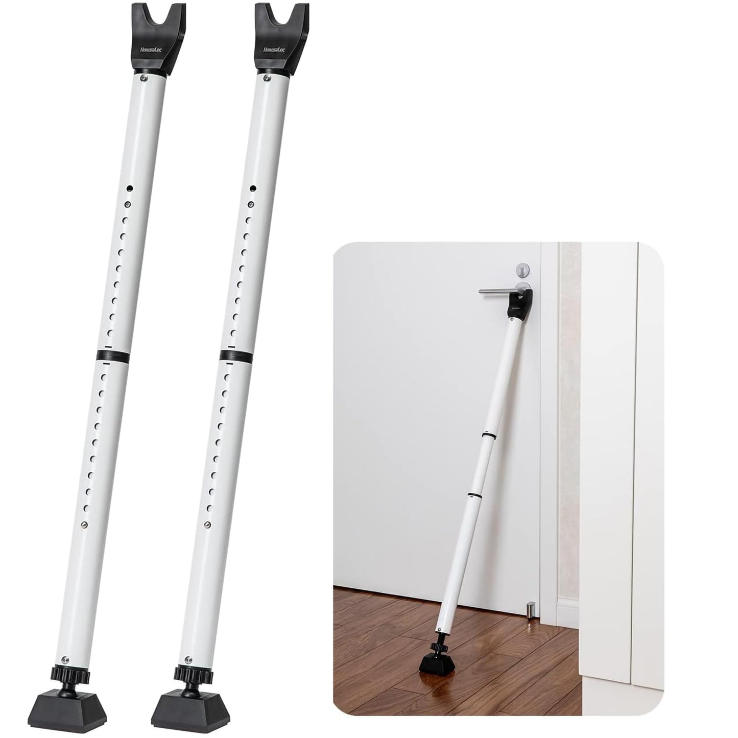 Door Security Bar Upgraded Door Stoppers Adjustable Sliding Glass Door Security Bar 2 in 1 Heavy Duty Door Jammer Sliding Patio Bar for Home, Apartment, Travel, School, Dorm (2 Pack,White)